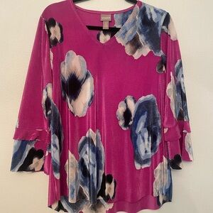 Chico’s Ruffle-Sleeve Floral Top